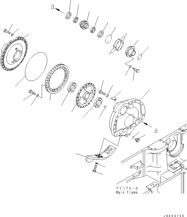 Схема запчастей Komatsu D155A-5 - КОНЕЧНАЯ ПЕРЕДАЧА (ПРАВ.) (КОРПУС ШЕСТЕРЕНН. ПЕРЕДАЧИ)(№-) СИЛОВАЯ ПЕРЕДАЧА И КОНЕЧНАЯ ПЕРЕДАЧА