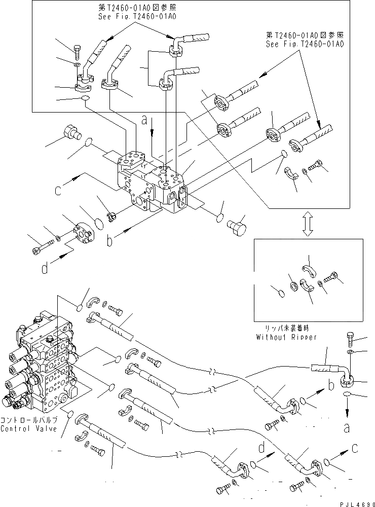 Схема запчастей Komatsu D155A-5 - РЫХЛИТЕЛЬ БЛОК И ТРУБЫ ГИДРАВЛИКА