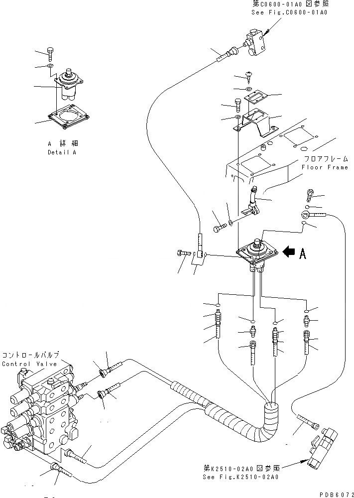 Схема запчастей Komatsu D155A-5 - ОТВАЛ УПРАВЛ-Е (ПОВОРОТНЫЙ ОТВАЛ) (P.P.C. КЛАПАН И ТРУБЫ) КАБИНА ОПЕРАТОРА И СИСТЕМА УПРАВЛЕНИЯ