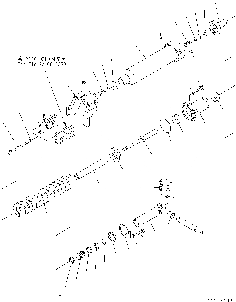 Схема запчастей Komatsu D155A-5 - ГУСЕНИЧНАЯ РАМА (ПРУЖИНА И ЦИЛИНДР) (ЛЕВ.)(№9-) ХОДОВАЯ