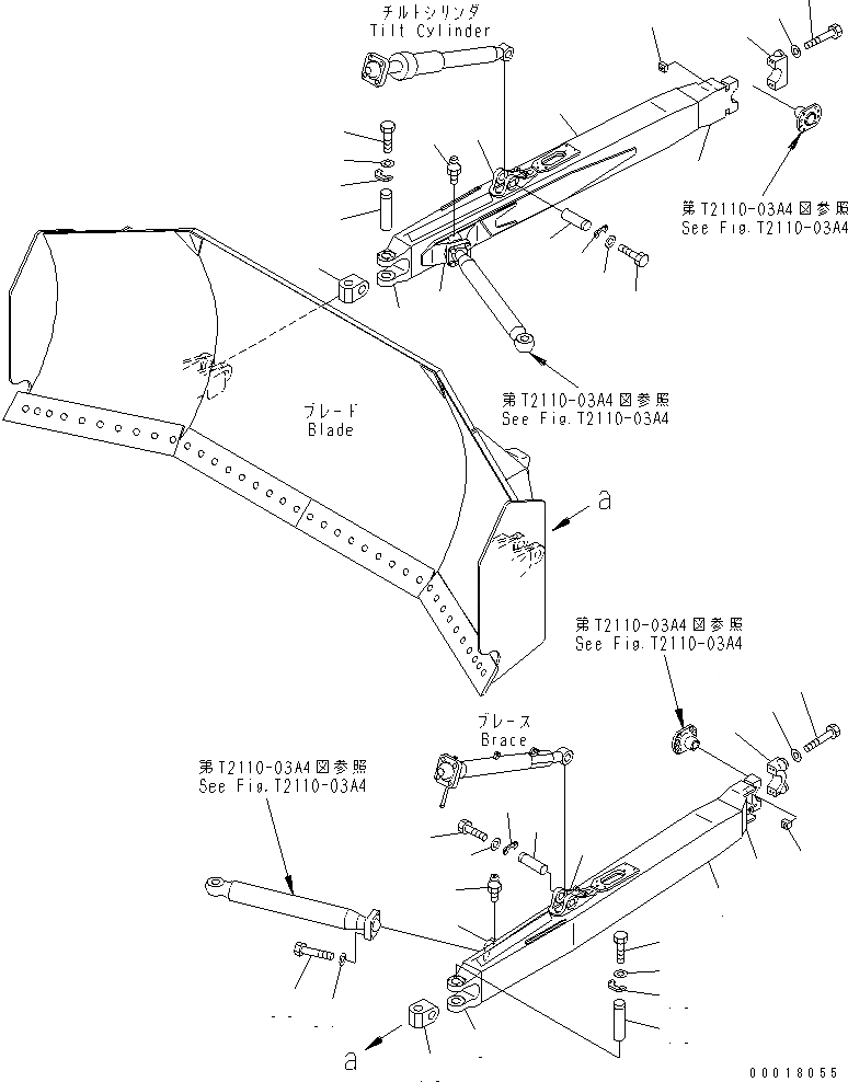 Схема запчастей Komatsu D155A-5 - DOZER РАМА (ДЛЯ УГОЛЬН. DOZER)(№-) РАБОЧЕЕ ОБОРУДОВАНИЕ
