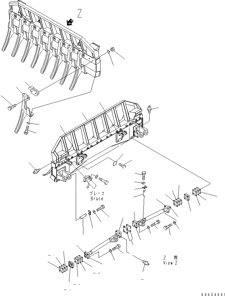 Схема запчастей Komatsu D155A-5 - ПРЯМ. RAKE DOZER РАБОЧЕЕ ОБОРУДОВАНИЕ