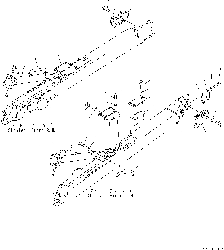 Схема запчастей Komatsu D155A-5 - ПРЯМ. РАМА КРЫШКА(ДЛЯ RAKE DOZER)(№-) РАБОЧЕЕ ОБОРУДОВАНИЕ