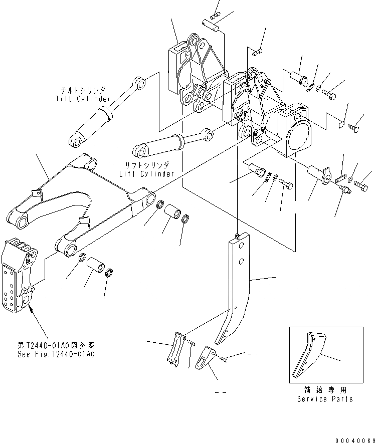Схема запчастей Komatsu D155A-5 - РЫХЛИТЕЛЬ (ДЛЯ РЕГУЛИР. МНОГОСТОЕЧН. РЫХЛИТ.)(№7-) РАБОЧЕЕ ОБОРУДОВАНИЕ