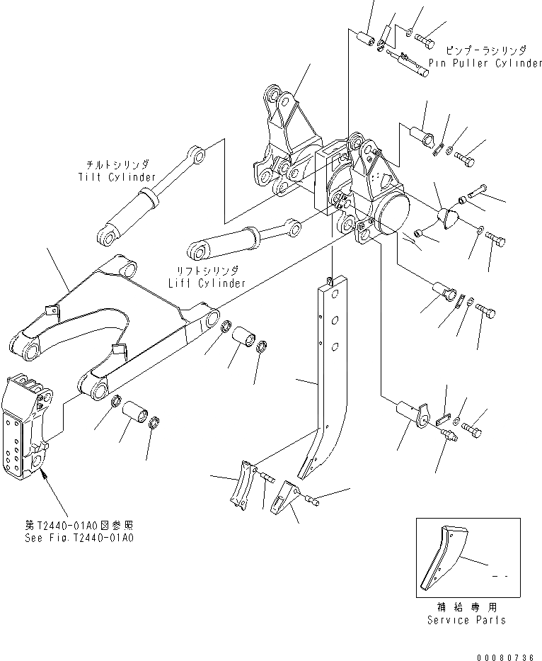 Схема запчастей Komatsu D155A-5 - РЫХЛИТЕЛЬ (ДЛЯ ГИГАНТСК. РЫХЛИТ) РАБОЧЕЕ ОБОРУДОВАНИЕ