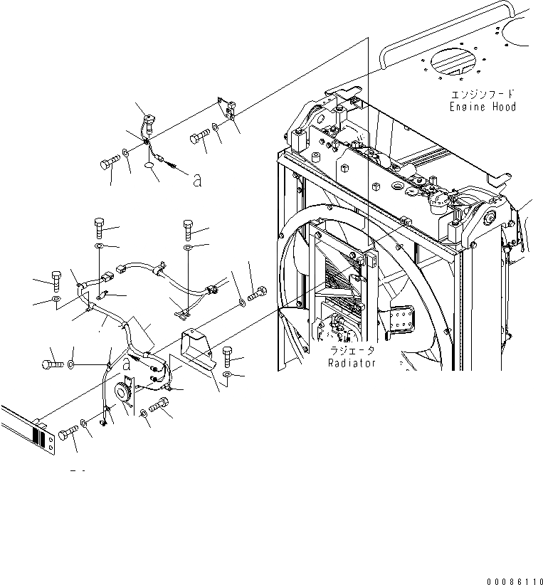 Схема запчастей Komatsu D155A-6 - ЭЛЕКТРОПРОВОДКА (РАДИАТОР И КАПОТ)(№8-) ЭЛЕКТРИКА