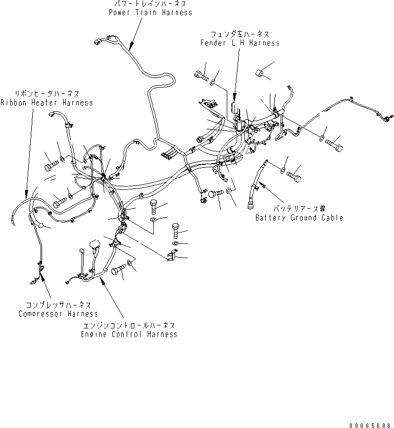 Схема запчастей Komatsu D155A-6 - ЭЛЕКТРОПРОВОДКА (КРЫЛО)(№8-) ЭЛЕКТРИКА