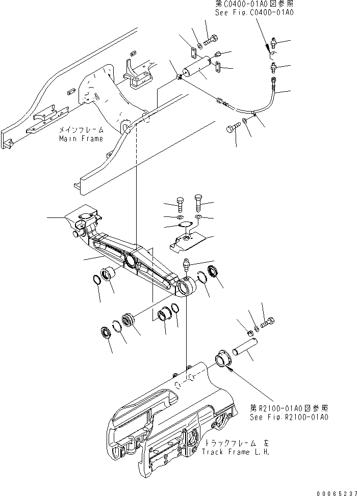 Схема запчастей Komatsu D155A-6 - ПОДВЕСКА (ОДИНОЧН. НАКЛОН.)(№8-) ОСНОВН. РАМА И КОМПОНЕНТЫ