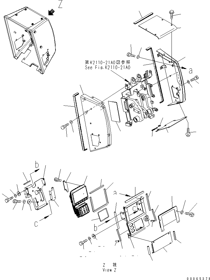 Схема запчастей Komatsu D155A-6 - ОСНОВН. КОНСТРУКЦИЯ (ПРИБОРНАЯ ПАНЕЛЬ) (КРЫШКАAND МОНИТОР)(№8-) КАБИНА ОПЕРАТОРА И СИСТЕМА УПРАВЛЕНИЯ