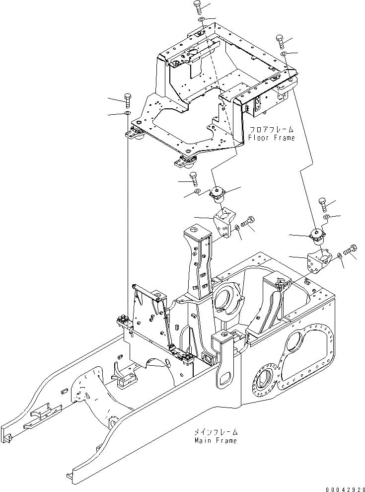 Схема запчастей Komatsu D155A-6 - КРЕПЛЕНИЕ ПОЛА (С КАБИНОЙ)(№8-) КАБИНА ОПЕРАТОРА И СИСТЕМА УПРАВЛЕНИЯ