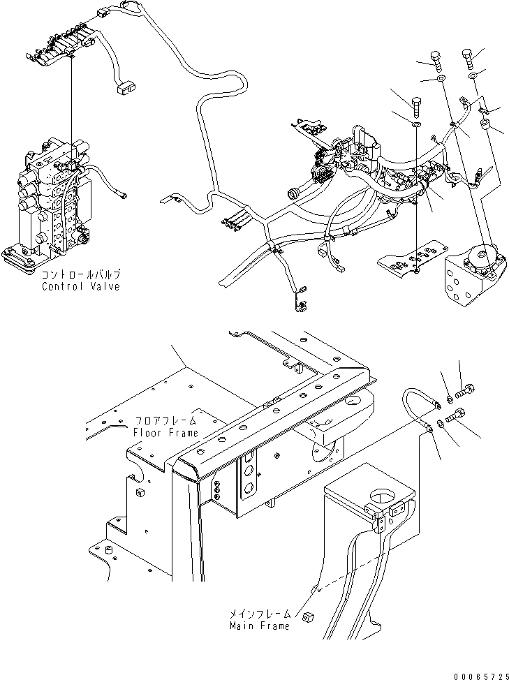 Схема запчастей Komatsu D155A-6 - ЭЛЕКТРОПРОВОДКА (ПОЛ) (БЕЗ КАБИНЫ)(№8-) КАБИНА ОПЕРАТОРА И СИСТЕМА УПРАВЛЕНИЯ