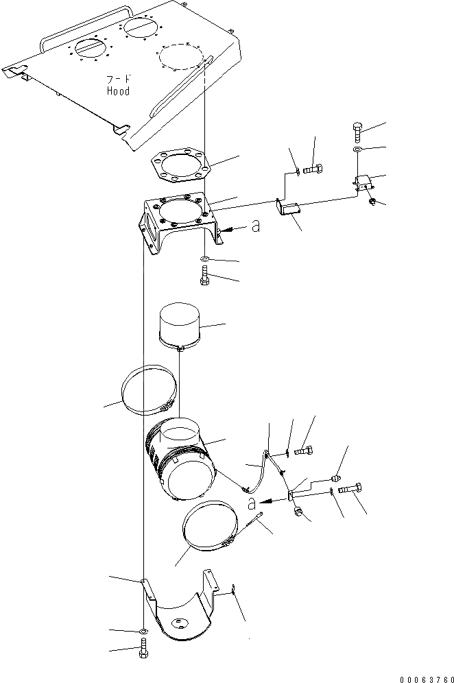 Схема запчастей Komatsu D155A-6 - КАПОТ (ВОЗДУХООЧИСТИТЕЛЬ И БЕЗ ДАТЧИКА)(№8-) ЧАСТИ КОРПУСА