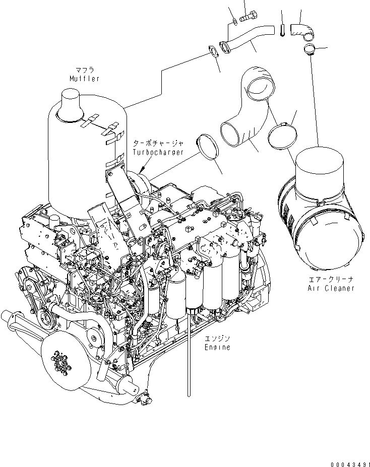 Схема запчастей Komatsu D155A-6 - КАПОТ (ВОЗД. EJECT ТРУБЫ)(№8-) ЧАСТИ КОРПУСА