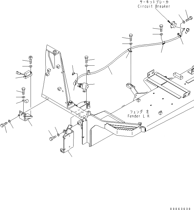 Схема запчастей Komatsu D155A-6 - КРЫЛО (ОБОГРЕВАТЕЛЬ. РЕЛЕ)(№8-) ЧАСТИ КОРПУСА