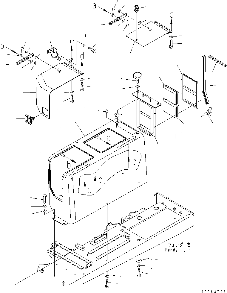 Схема запчастей Komatsu D155A-6 - КРЫЛО (КРЫШКАЛЕВ.)(№8-8) ЧАСТИ КОРПУСА