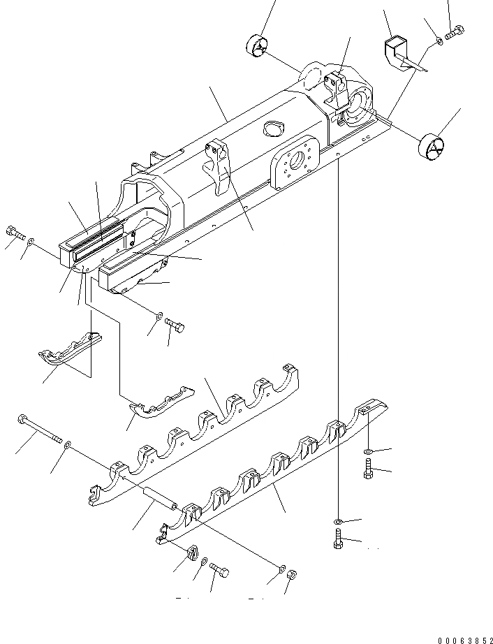 Схема запчастей Komatsu D155A-6 - ГУСЕНИЧНАЯ РАМА (ЛЕВ.)(№8-) ХОДОВАЯ