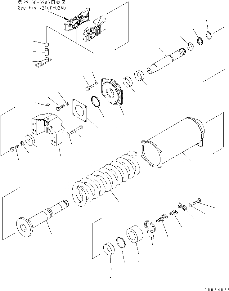 Схема запчастей Komatsu D155A-6 - ГУСЕНИЧНАЯ РАМА (ПРУЖИНА) (ЛЕВ.)(№8-) ХОДОВАЯ