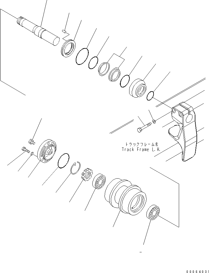 Схема запчастей Komatsu D155A-6 - ГУСЕНИЧНАЯ РАМА (ПОДДЕРЖИВАЮЩИЙ КАТОК) (ЛЕВ.)(№8-) ХОДОВАЯ