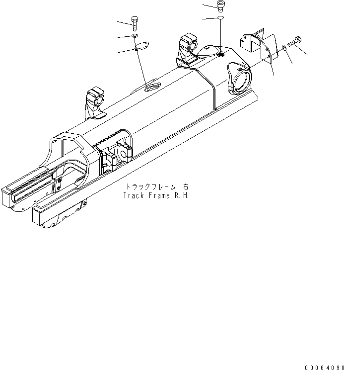 Схема запчастей Komatsu D155A-6 - ГУСЕНИЧНАЯ РАМА (ЗАДН. КРЫШКА) (ПРАВ.)(№8-) ХОДОВАЯ