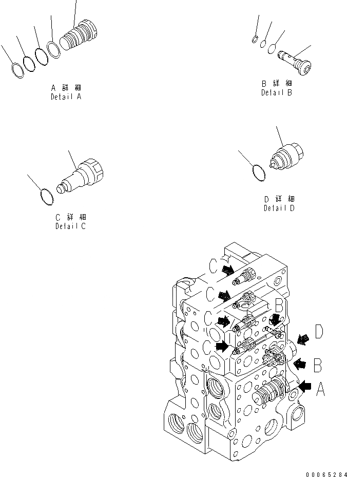 Схема запчастей Komatsu D155A-6 - УПРАВЛЯЮЩ. КЛАПАН (4-Х СЕКЦИОНН.) (/9)(№8-) ОСНОВН. КОМПОНЕНТЫ И РЕМКОМПЛЕКТЫ