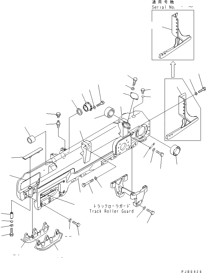 Схема запчастей Komatsu D155AX-3 - ГУСЕНИЧНАЯ РАМА (ЛЕВ.) ХОДОВАЯ
