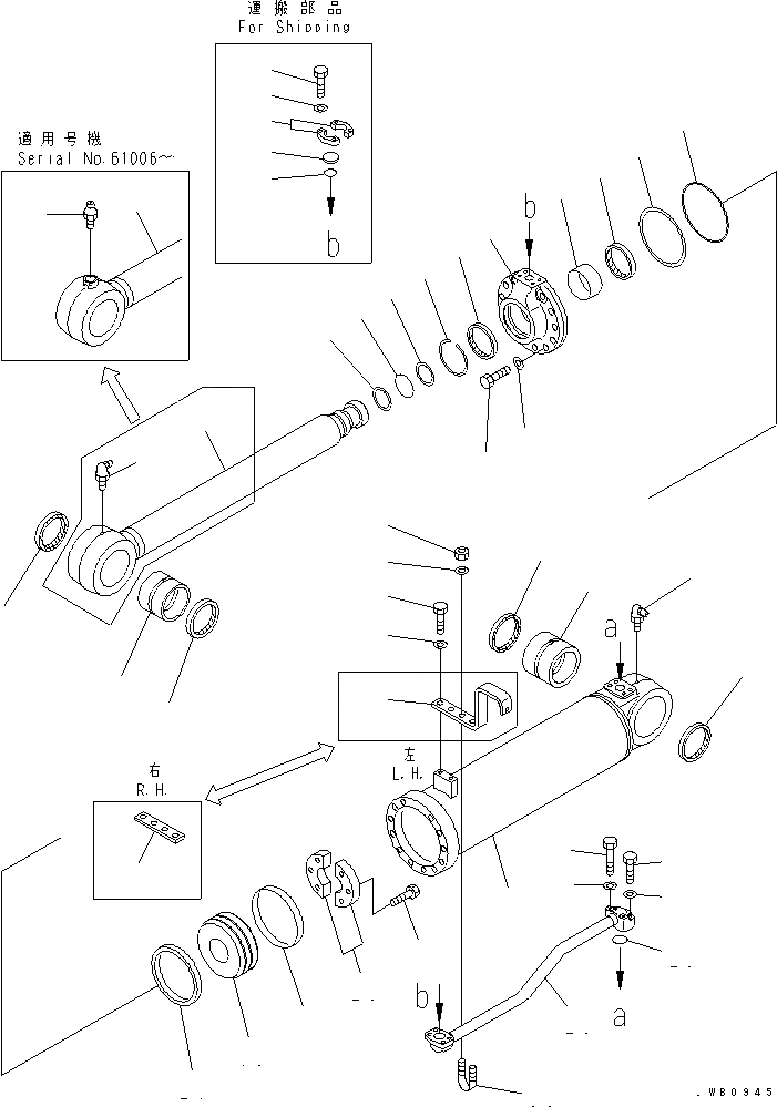 Схема запчастей Komatsu D155AX-3 - РЫХЛИТЕЛЬ ГИДРОЦИЛИНДР ПОДЪЕМА ОСНОВН. КОМПОНЕНТЫ И РЕМКОМПЛЕКТЫ