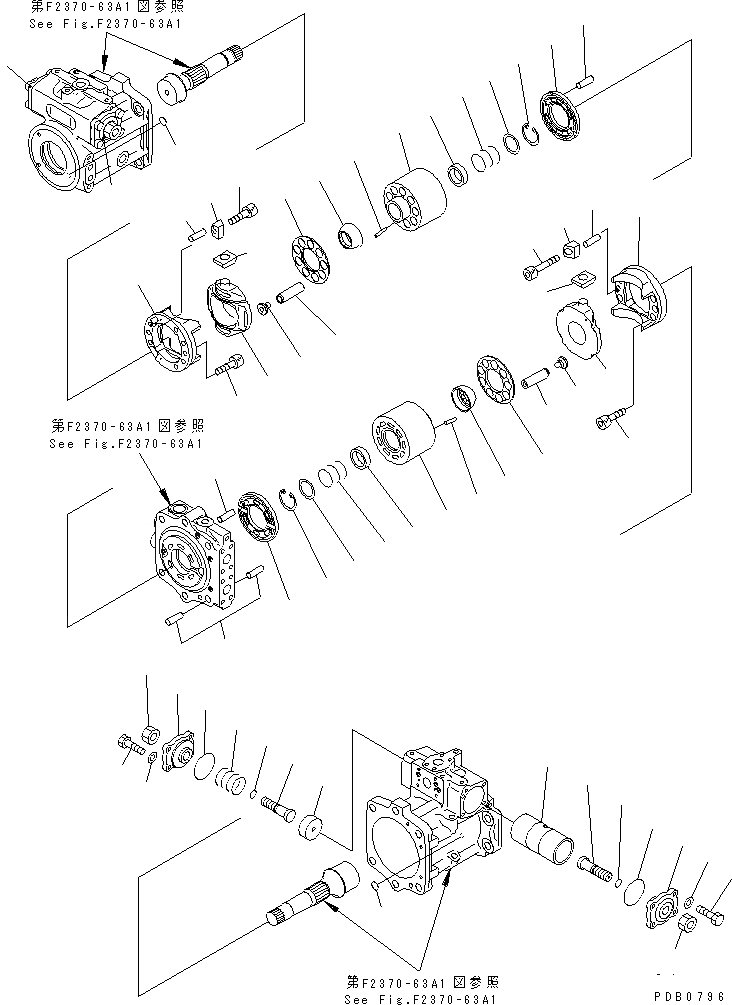 Схема запчастей Komatsu D155AX-3 - H.M.T. МОТОР (/) ОСНОВН. КОМПОНЕНТЫ И РЕМКОМПЛЕКТЫ