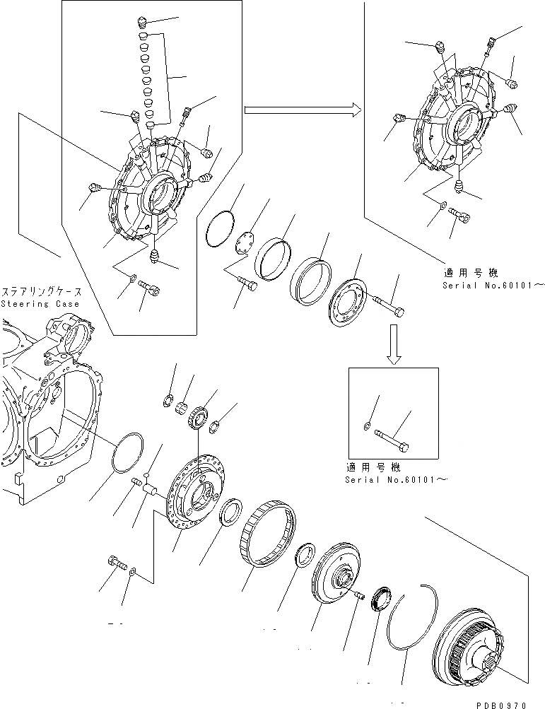 Схема запчастей Komatsu D155AX-3 - ТОРМОЗ. (/) СИЛОВАЯ ПЕРЕДАЧА И КОНЕЧНАЯ ПЕРЕДАЧА