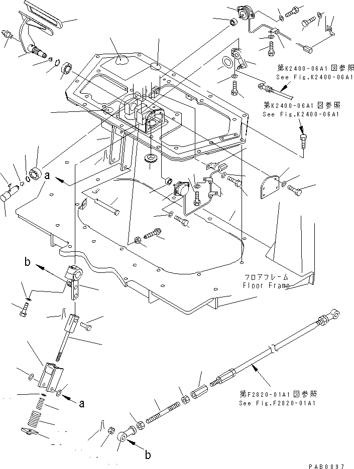 Схема запчастей Komatsu D155AX-3 - ПЕДАЛЬ КРЫШКА(РУЛЕВ. УПРАВЛЕНИЕ ПЕДАЛЬ ТОРМОЗА) КАБИНА ОПЕРАТОРА И СИСТЕМА УПРАВЛЕНИЯ