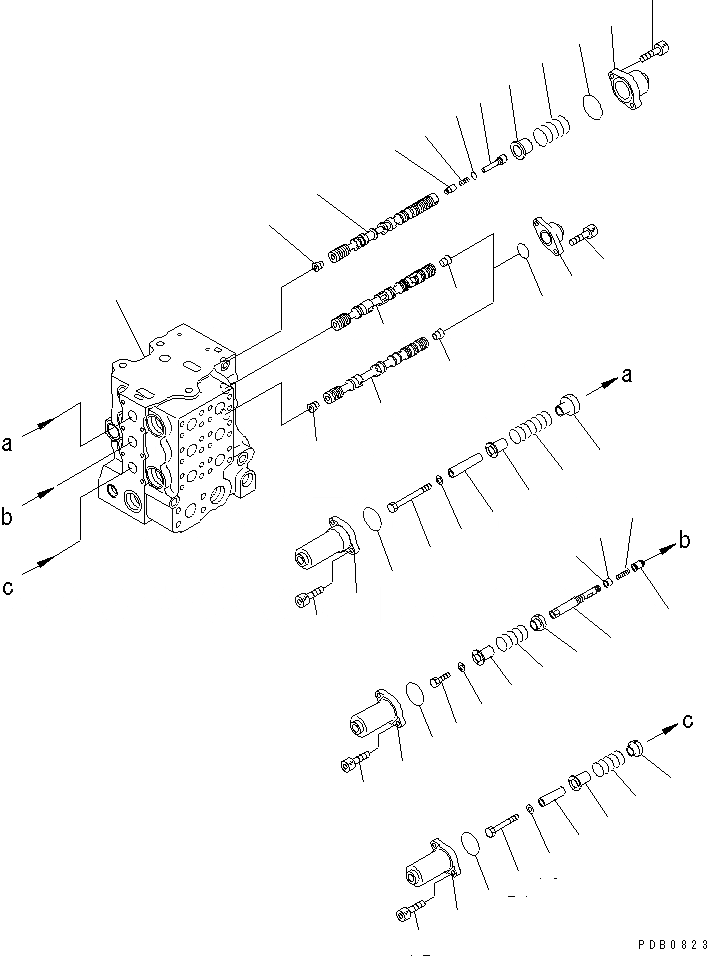 Схема запчастей Komatsu D155AX-3 - ГИДР. БАК. (УПРАВЛЯЮЩ. КЛАПАН) (5-СЕКЦИОНН.) (/) ОСНОВН. КОМПОНЕНТЫ И РЕМКОМПЛЕКТЫ