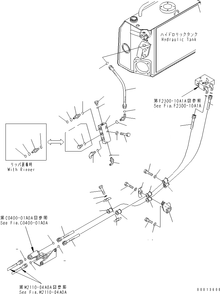 Схема запчастей Komatsu D155AX-5 - ГИДРАВЛ МАСЛ. ЛИНИЯ(№7-) СИСТЕМА ОХЛАЖДЕНИЯ
