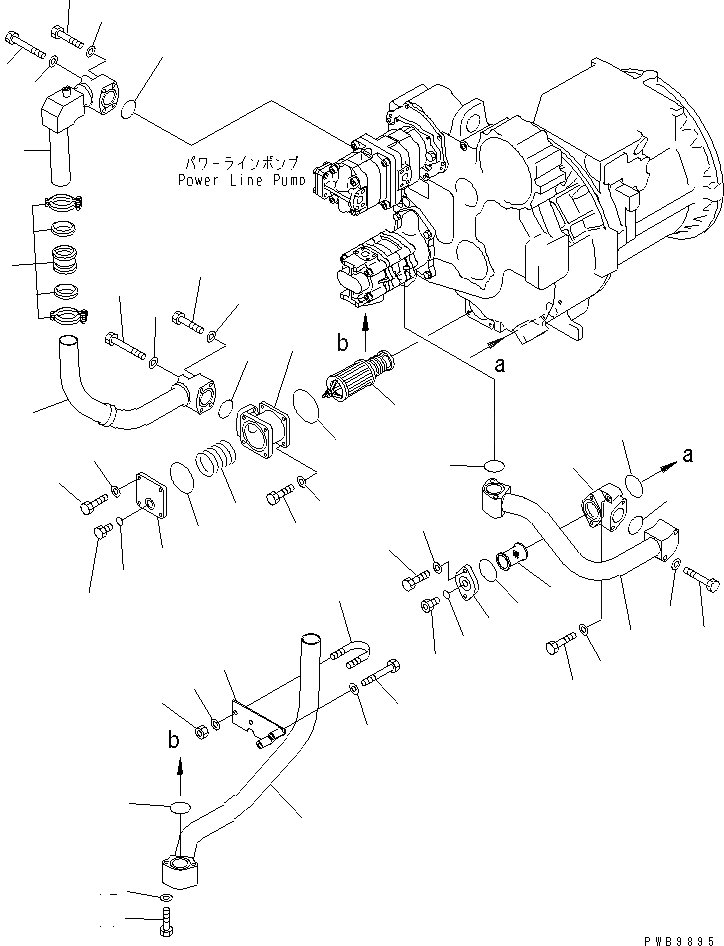 Схема запчастей Komatsu D155AX-5 - СИЛОВАЯ ЛИНИЯ (ВСАСЫВ.)(№7-7999) СИЛОВАЯ ПЕРЕДАЧА И КОНЕЧНАЯ ПЕРЕДАЧА