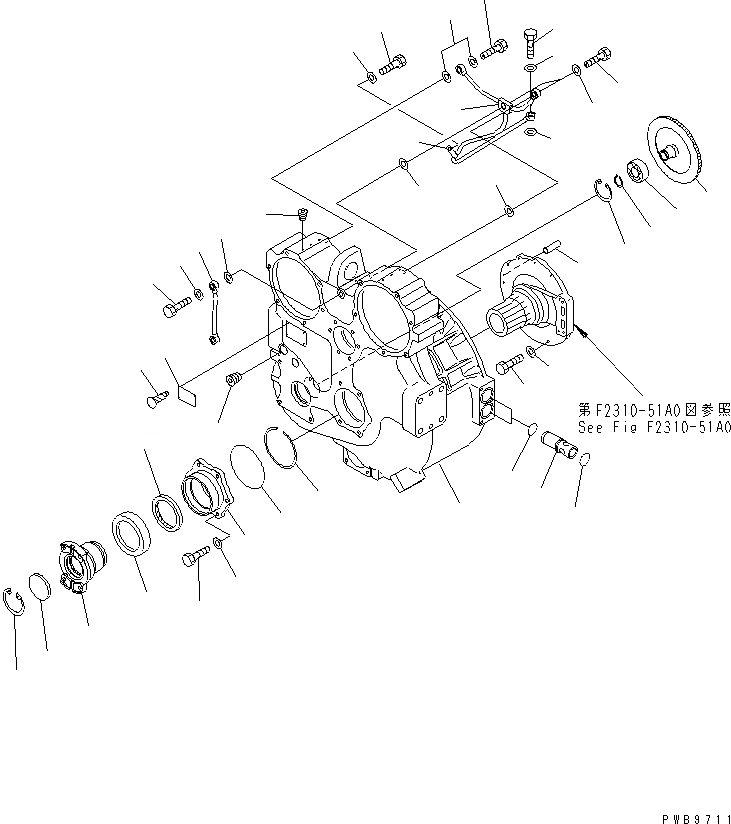 Схема запчастей Komatsu D155AX-5 - ГИДРОТРАНСФОРМАТОР (КОРПУС И ТРУБЫ) СИЛОВАЯ ПЕРЕДАЧА И КОНЕЧНАЯ ПЕРЕДАЧА