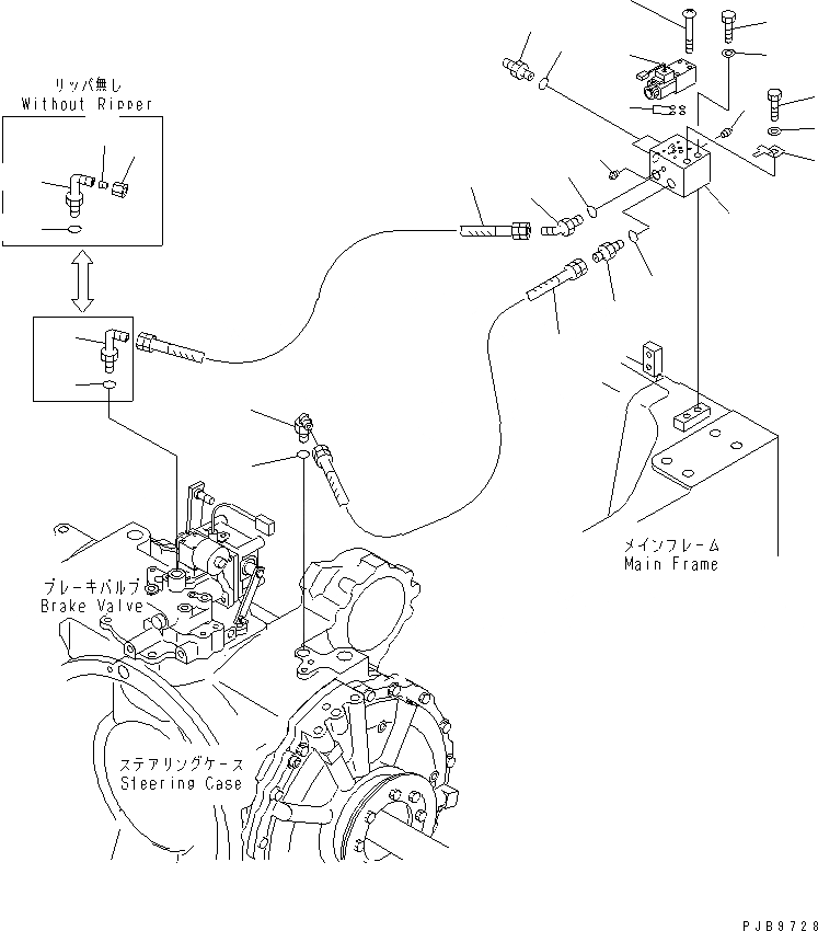 Схема запчастей Komatsu D155AX-5 - КЛАПАН СТОПОРН. ПАЛЬЦА И ТРУБЫ (ДЛЯ ГИГАНТСК. РЫХЛИТ) ГИДРАВЛИКА
