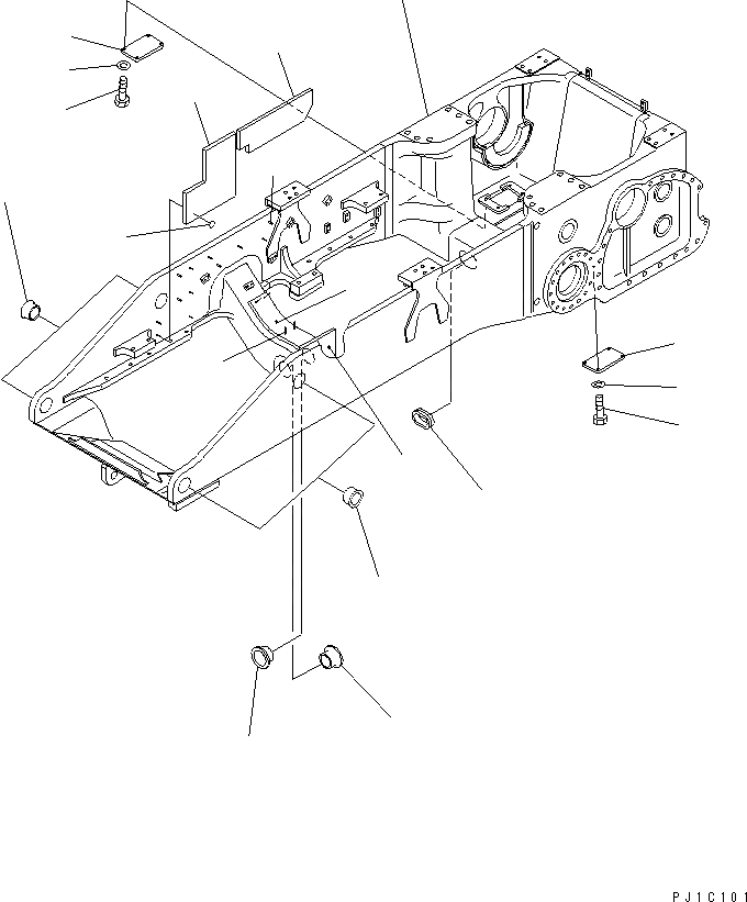 Схема запчастей Komatsu D155AX-5 - ОСНОВН. РАМА (НИЗ. NOISE) (ДЛЯ УГОЛЬН. DOZER)(№77-) ОСНОВН. РАМА И КОМПОНЕНТЫ