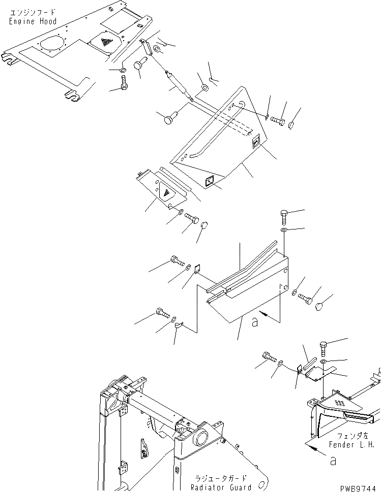Схема запчастей Komatsu D155AX-5 - БОКОВ. КРЫШКА¤ ЛЕВ. (БЕЗ КОНДИЦ..) (ЗАКРЫТ.D ТИП) ЧАСТИ КОРПУСА