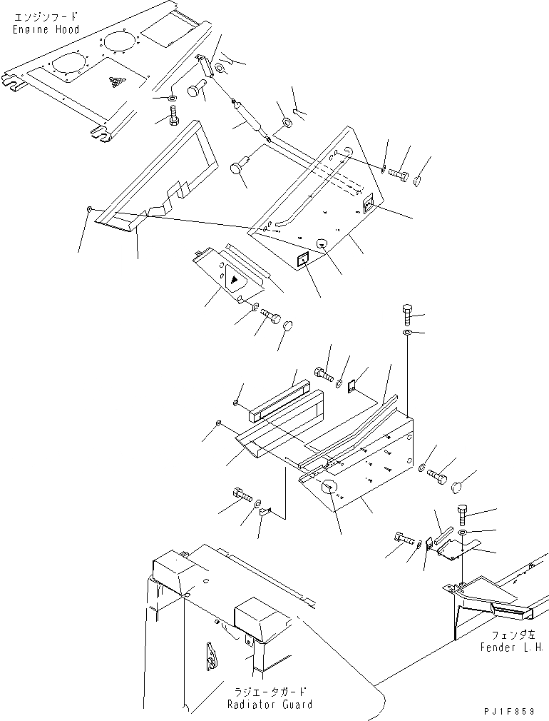 Схема запчастей Komatsu D155AX-5 - БОКОВ. КРЫШКА ЛЕВ. (НИЗ. NOISE) (ДЛЯ УГОЛЬН. DOZER)(№77-) ЧАСТИ КОРПУСА