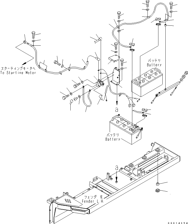 Схема запчастей Komatsu D155AX-5 - ПРОВОДКА СТАРТЕРА(№7-) ЧАСТИ КОРПУСА