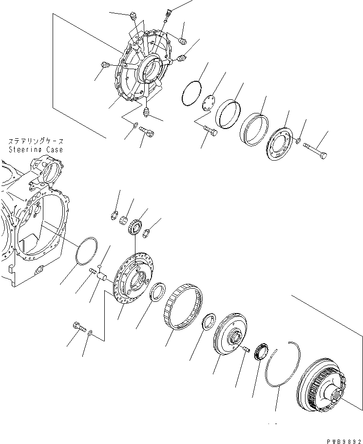 Схема запчастей Komatsu D155AX-5 - ТОРМОЗ. (/) СИЛОВАЯ ПЕРЕДАЧА И КОНЕЧНАЯ ПЕРЕДАЧА