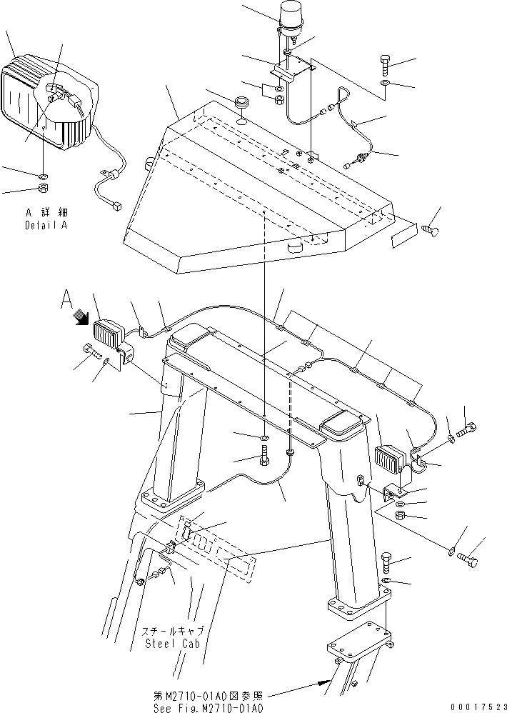 Схема запчастей Komatsu D155AX-5 - ДОПОЛН. ГОЛОВНОЕ ОСВЕЩЕНИЕ (С ПРОБЛЕСК. МАЯКОМ)(№7-) КАБИНА ОПЕРАТОРА И СИСТЕМА УПРАВЛЕНИЯ