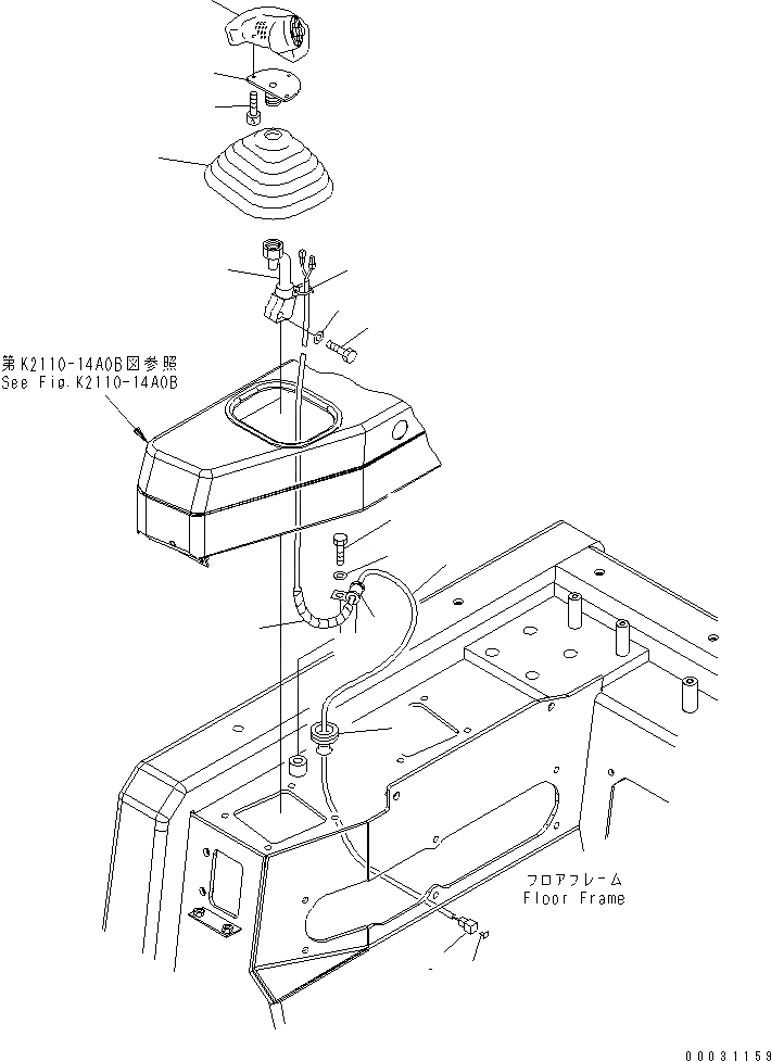 Схема запчастей Komatsu D155AX-5 - РЫЧАГ УПРАВЛЕНИЯ ОТВАЛОМ (ДЛЯ ОТВАЛА С ДВОЙН. ПЕРЕКОСОМ) (ДЛЯ VGR)(№7-) КАБИНА ОПЕРАТОРА И СИСТЕМА УПРАВЛЕНИЯ