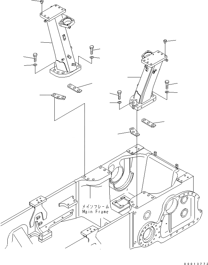 Схема запчастей Komatsu D155AX-5 - ROPS КРЕПЛЕНИЕ(№7-) ЧАСТИ КОРПУСА