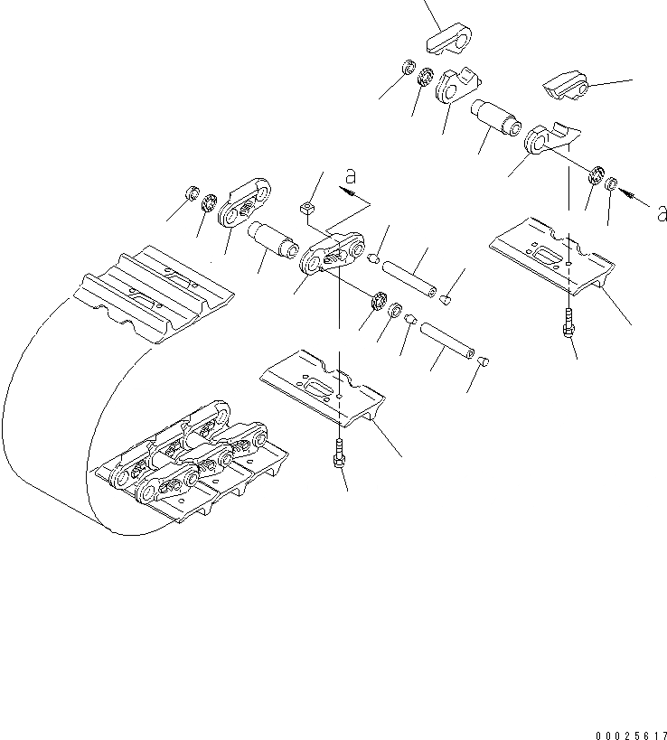 Схема запчастей Komatsu D155AX-5 - ГУСЕНИЦЫ (СМАЗЫВ. ТИПА) (ОДИНОЧН. ГРУНТОЗАЦЕП) (MM ШИР.) (С ОТВЕРСТИЯМИ) (HEAVY-DUTY)(№7-) ХОДОВАЯ