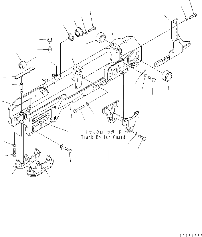 Схема запчастей Komatsu D155AX-5 - ГУСЕНИЧНАЯ РАМА (ЛЕВ.) (ПОЛН. ЗАЩИТА КАТКОВ)(№7-) ХОДОВАЯ