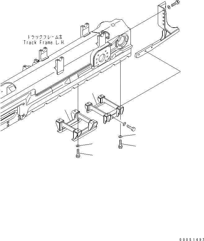 Схема запчастей Komatsu D155AX-5 - ГУСЕНИЧНАЯ РАМА (ЗАЩИТА ОПОРНЫХ КАТКОВ) (ЛЕВ.) (УДЛИНН. ГУСЕНИЦЫ)(№7-) ХОДОВАЯ