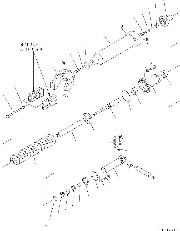 Схема запчастей Komatsu D155AX-5 - ГУСЕНИЧНАЯ РАМА (ПРУЖИНА И ЦИЛИНДР) (ПРАВ.)(№7-) ХОДОВАЯ