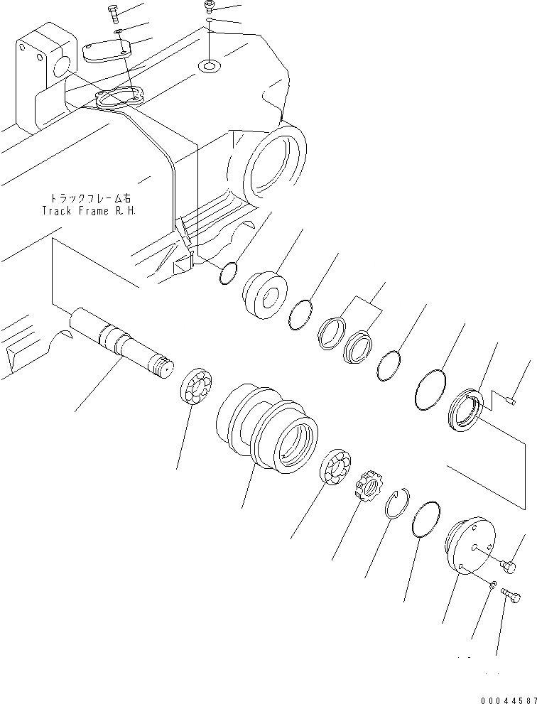 Схема запчастей Komatsu D155AX-5 - ГУСЕНИЧНАЯ РАМА (ПОДДЕРЖИВАЮЩИЙ КАТОК) (ПРАВ.)(№7-) ХОДОВАЯ