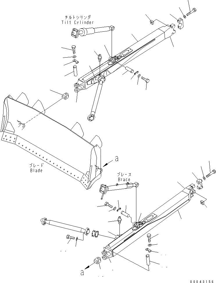 Схема запчастей Komatsu D155AX-5 - DOZER РАМА (ДЛЯ УДЛИНН. ГУСЕНИЦЫ)(№7-) РАБОЧЕЕ ОБОРУДОВАНИЕ