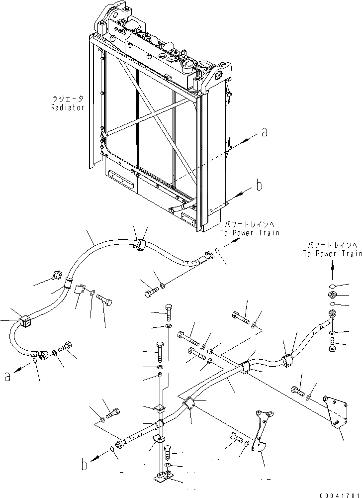 Схема запчастей Komatsu D155AX-6 - МАСЛООХЛАДИТЕЛЬ ЛИНИЯ(№8-) СИСТЕМА ОХЛАЖДЕНИЯ