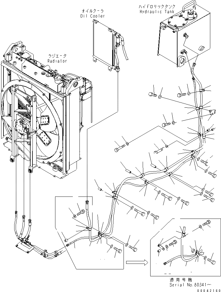 Схема запчастей Komatsu D155AX-6 - ПРИВОД ВЕНТИЛЯТОРА ЛИНИЯ (ВЕНТИЛЯТОР ВОЗВРАТ. И ВОЗВРАТН. ЛИНИЯ)(№8-) ГИДРАВЛИКА